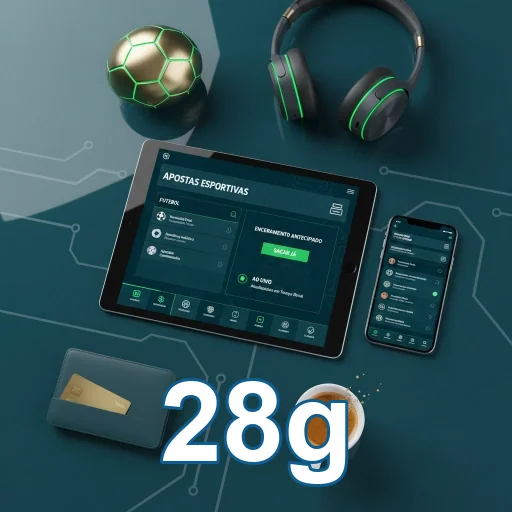 App 28g com suporte mobile em visual glassmorphism